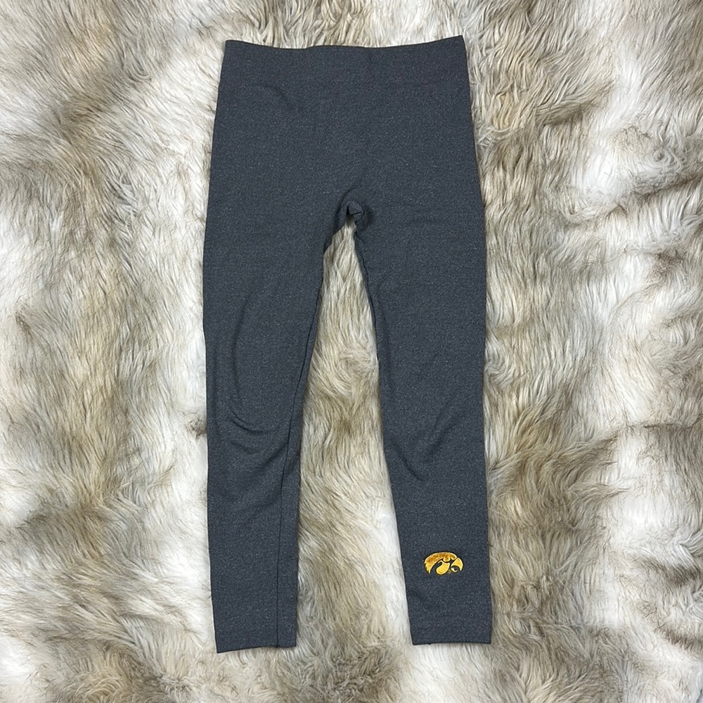 ZooZatz Iowa Hawkeyes Fleece Lined Leggings Gray Gold S/M